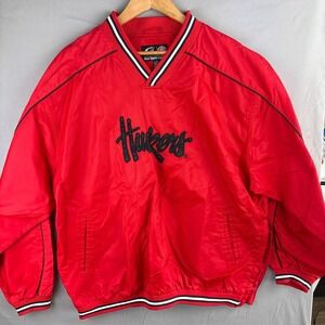 Nebraska Huskers G-III Jacket Mens Large Red NCAA Football Pullover Retro